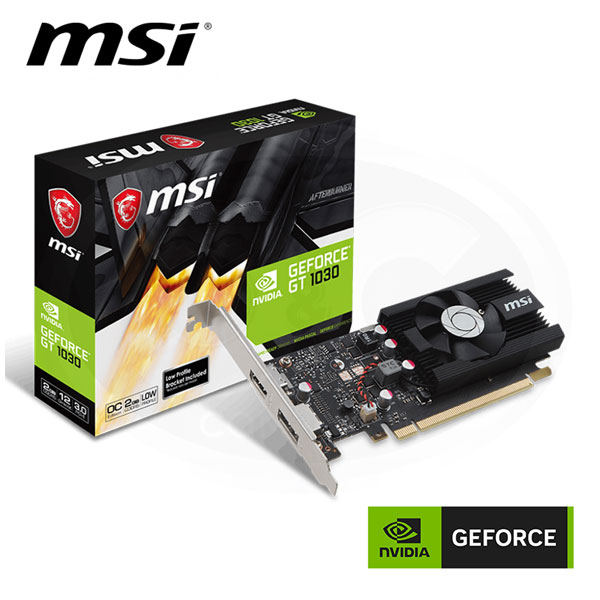 TARJETA DE VIDEO MSI NVIDIA GEFORCE GT 1030, 2GB DDR4 64-bit, PCI-e 3.0.PUERTOS DE VIDEO DISPLAYPORT/ HDMI. (GEFORCE GT 1030 2GD4 LP OC)