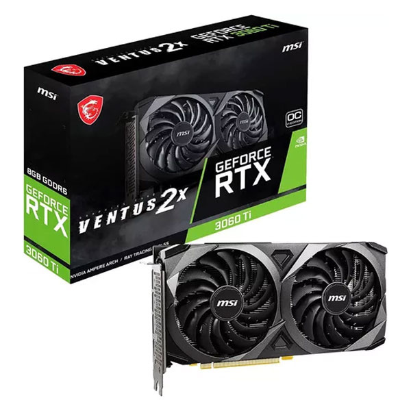 Tarjeta de video MSI NVIDIA GeForce RTX 3060 Ti 8GB GDDR6 VENTUS2X (RTX3060TI VENTUS2X 8G OCV1 LHR)